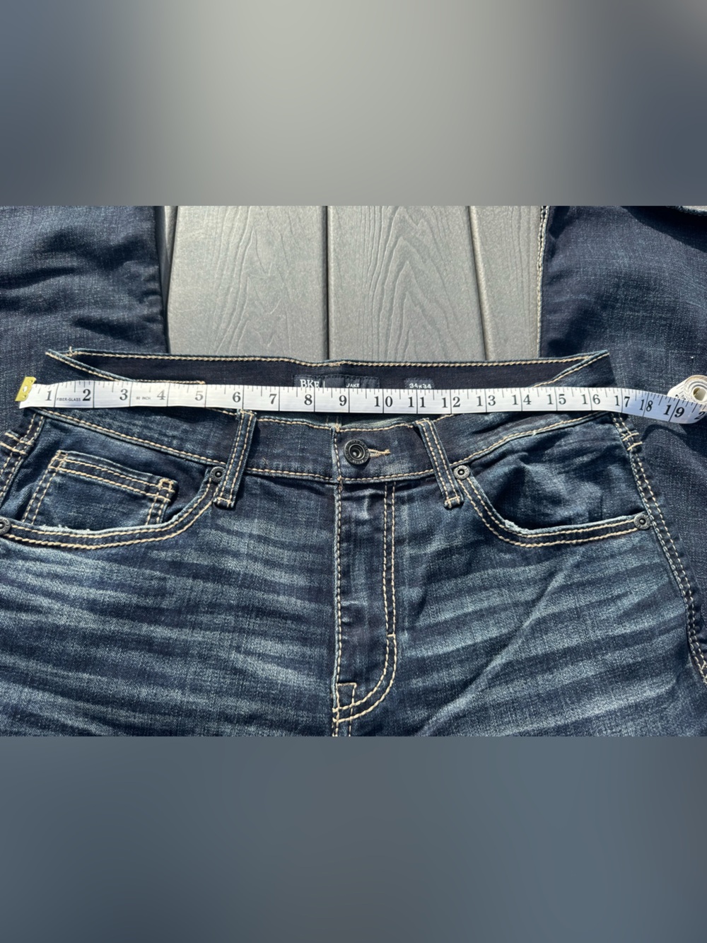 BKE Jake Men’s Straight Jeans - Dark Blue Wash - Picture 3 of 7